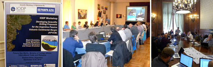 Workshop “Desarrollo de propuestas científicas para la perforación del margen continental pasivo volcánico argentino” organizado conjuntamente por el Ministerio de Ciencia, el Ministerio de Relaciones Exteriores y Culto, y el proyecto International Ocean Discovery Program (IODP).